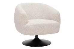 Fauteuil pivotant en tissu effet bouclette beige et métal noir BOWIE
