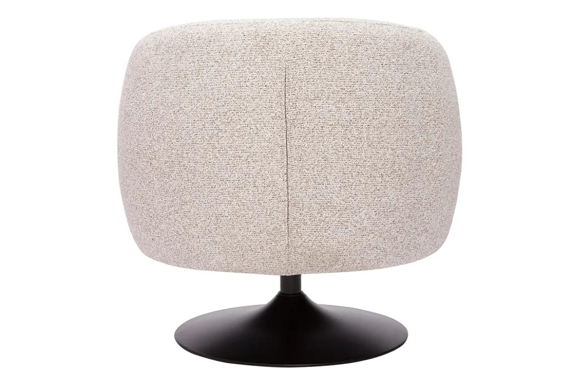 Fauteuil pivotant en tissu effet bouclette beige et métal noir BOWIE