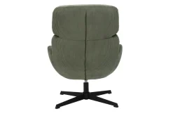 Fauteuil pivotant en tissu velours côtelé vert kaki et métal noir KLEM