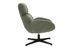 Fauteuil pivotant en tissu velours côtelé vert kaki et métal noir KLEM