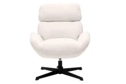 Fauteuil pivotant en tissu velours côtelé écru et métal noir KLEM