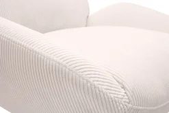 Fauteuil pivotant en tissu velours côtelé écru et métal noir KLEM