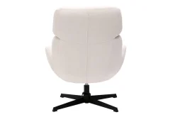 Fauteuil pivotant en tissu velours côtelé écru et métal noir KLEM