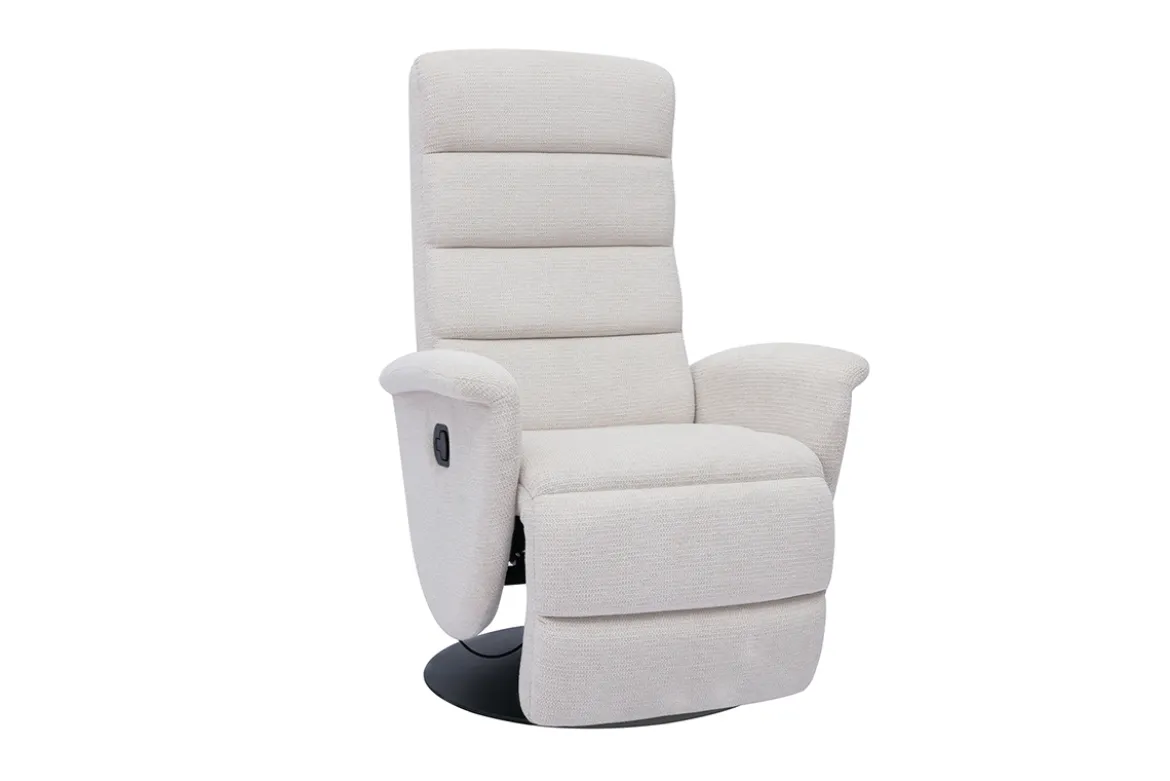 Fauteuil pivotant relax manuel en tissu chenille beige NELSON