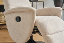 Fauteuil pivotant relax manuel en tissu chenille beige NELSON