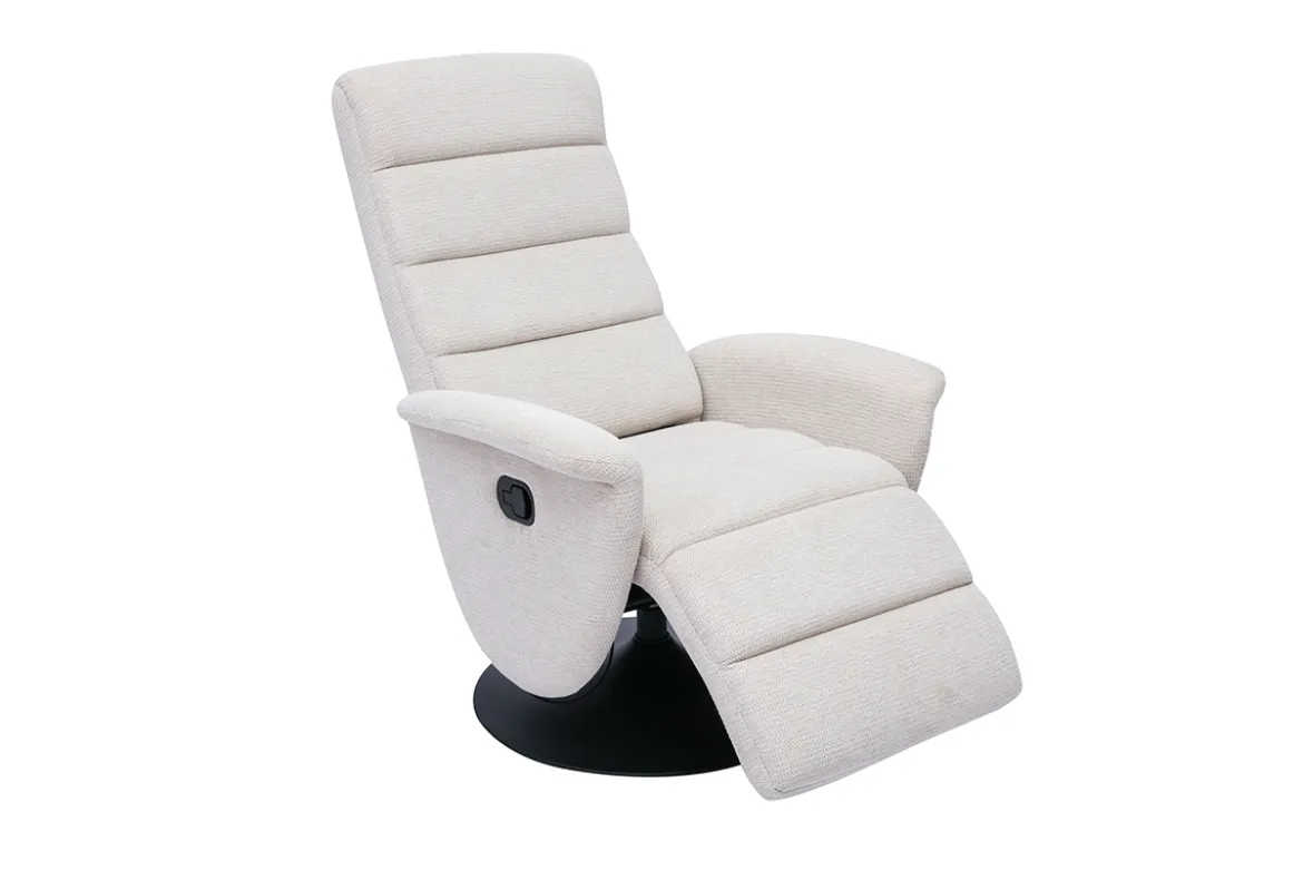 Fauteuil pivotant relax manuel en tissu chenille beige NELSON