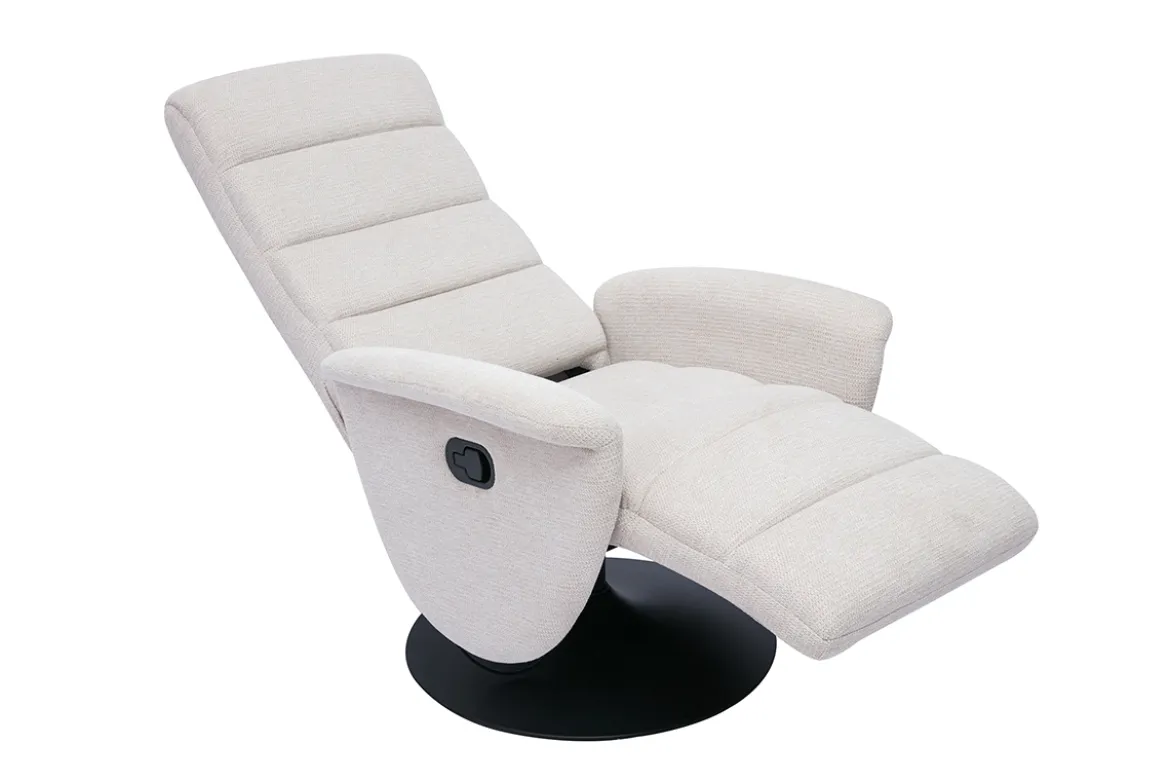 Fauteuil pivotant relax manuel en tissu chenille beige NELSON