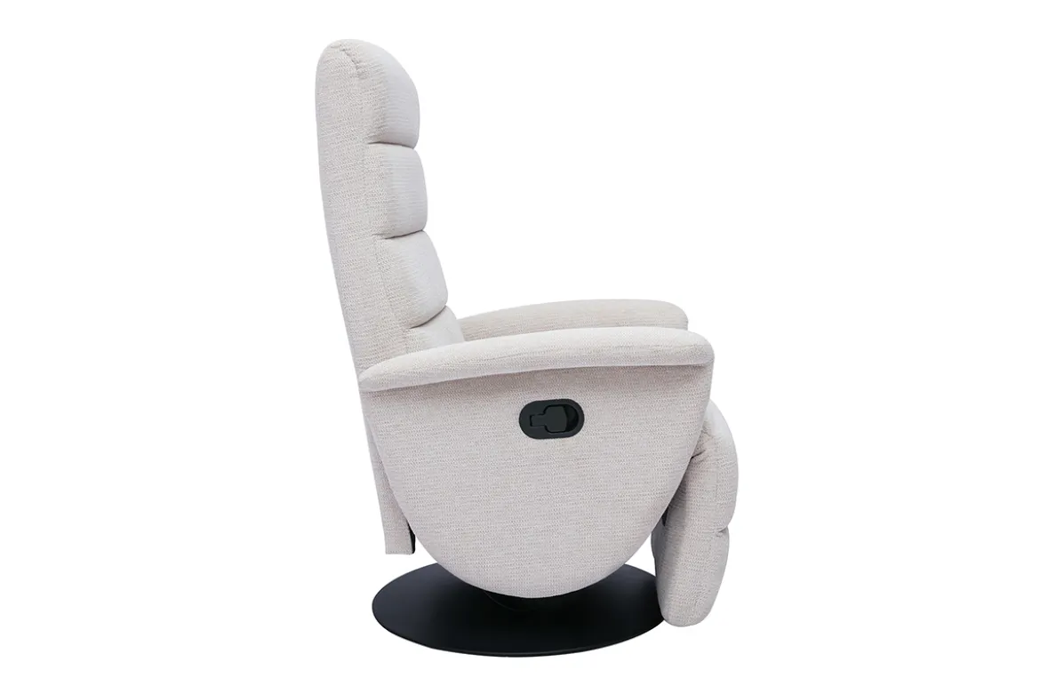 Fauteuil pivotant relax manuel en tissu chenille beige NELSON