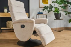 Fauteuil pivotant relax manuel en tissu chenille beige NELSON