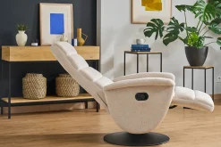 Fauteuil pivotant relax manuel en tissu chenille beige NELSON