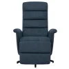 Fauteuil pivotant relax manuel en tissu chenille bleu foncé NELSON
