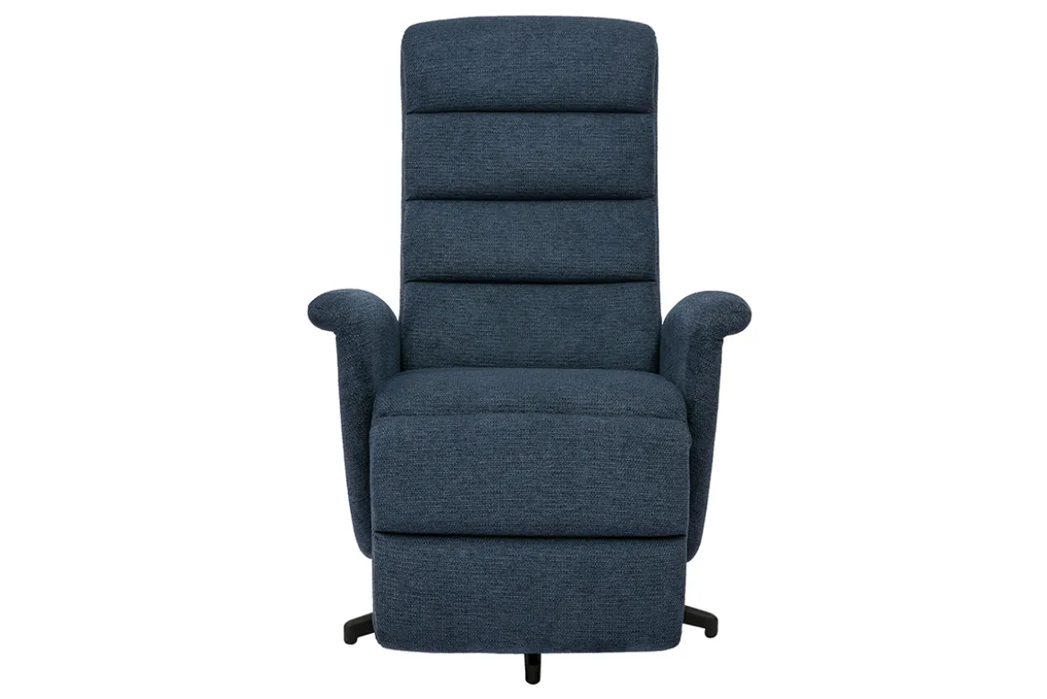 Fauteuil pivotant relax manuel en tissu chenille bleu foncé NELSON