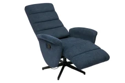 Fauteuil pivotant relax manuel en tissu chenille bleu foncé NELSON
