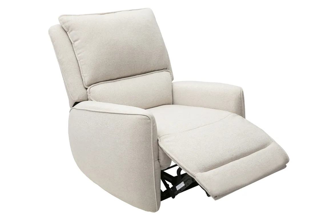 Fauteuil relax électrique en tissu effet velours texturé beige RACHEL