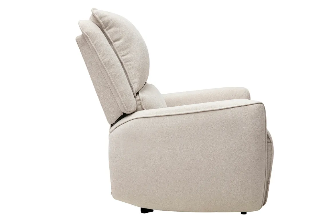 Fauteuil relax électrique en tissu effet velours texturé beige RACHEL