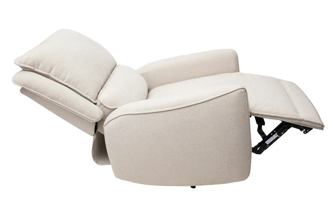 Fauteuil relax électrique en tissu effet velours texturé beige RACHEL