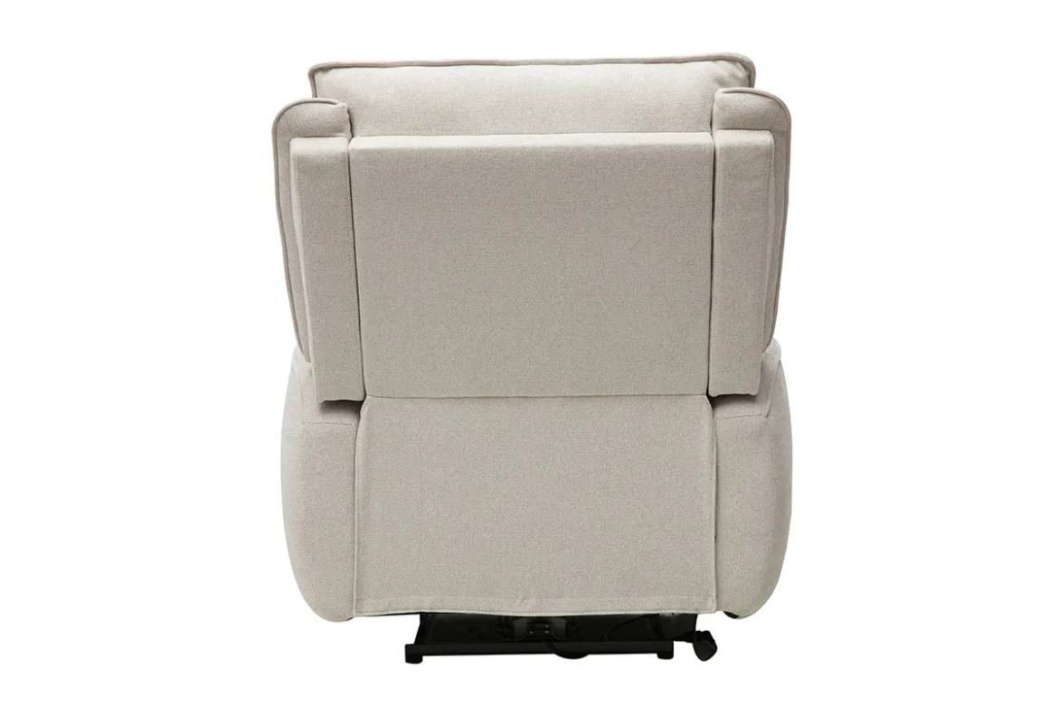 Fauteuil relax électrique en tissu effet velours texturé beige RACHEL