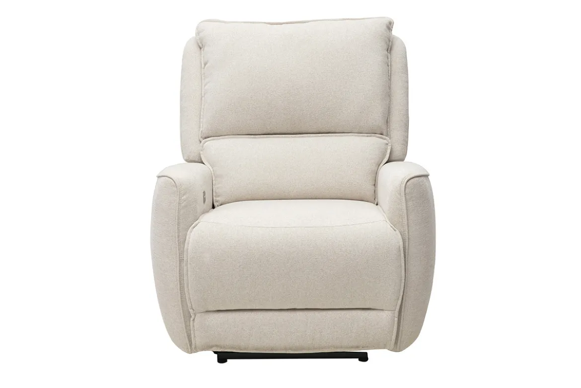 Fauteuil relax électrique en tissu effet velours texturé beige RACHEL