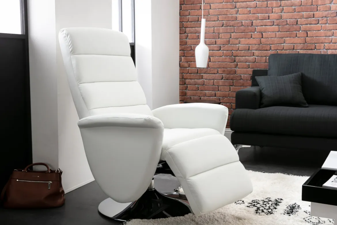 Fauteuil relax manuel blanc NELSON