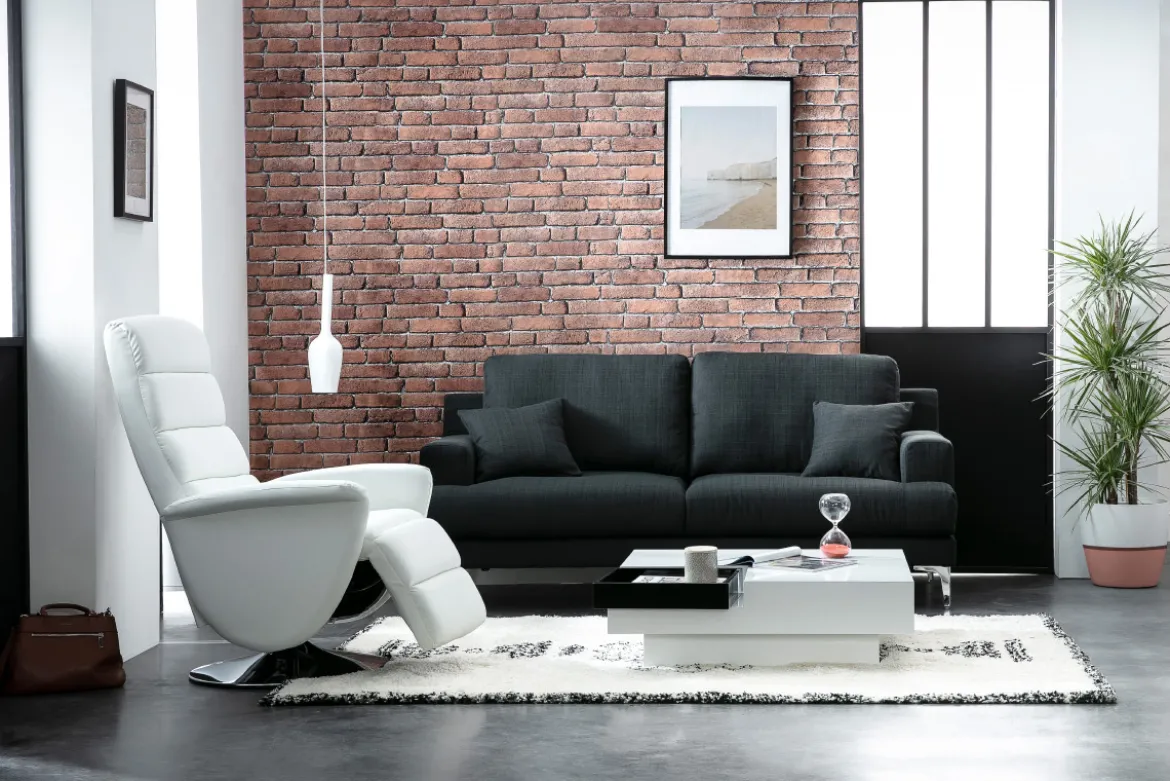 Fauteuil relax manuel blanc NELSON