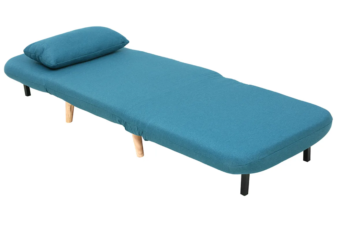 Fauteuil scandinave convertible en tissu bleu canard AMIKO
