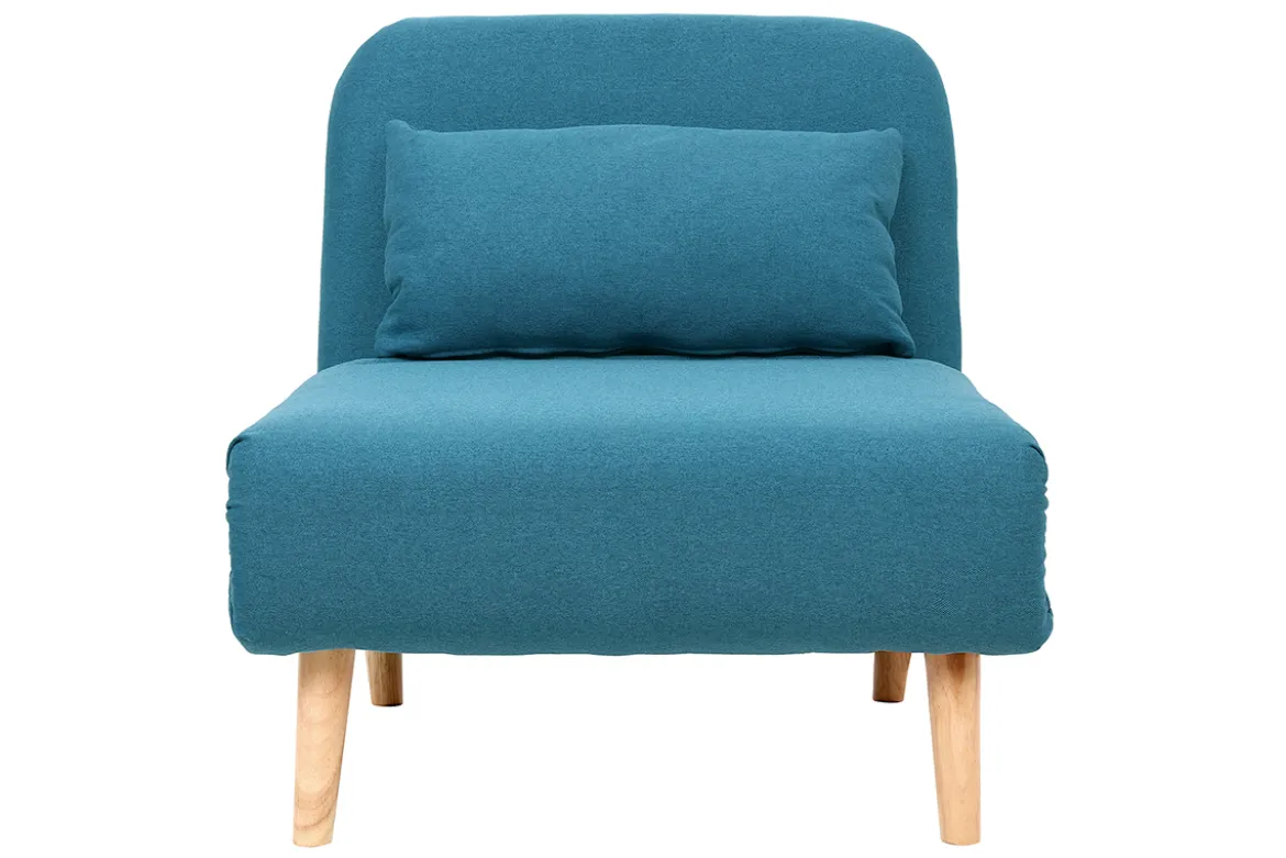 Fauteuil scandinave convertible en tissu bleu canard AMIKO