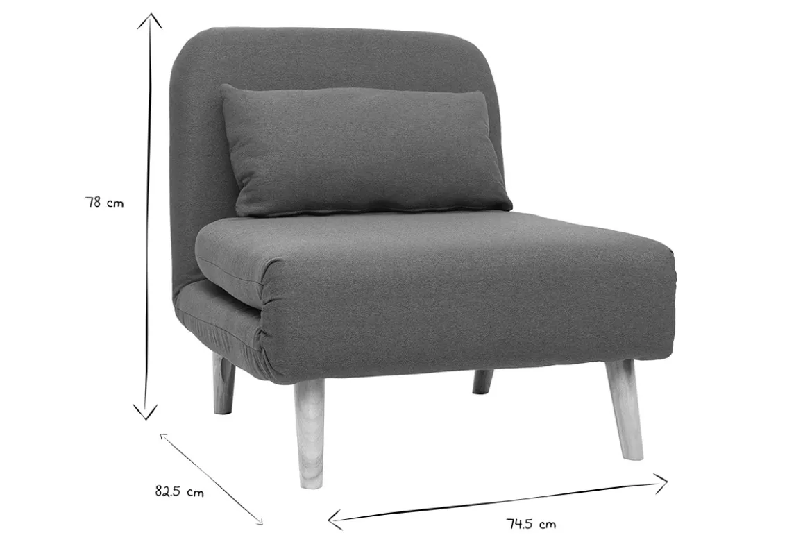 Fauteuil scandinave convertible en tissu bleu canard AMIKO