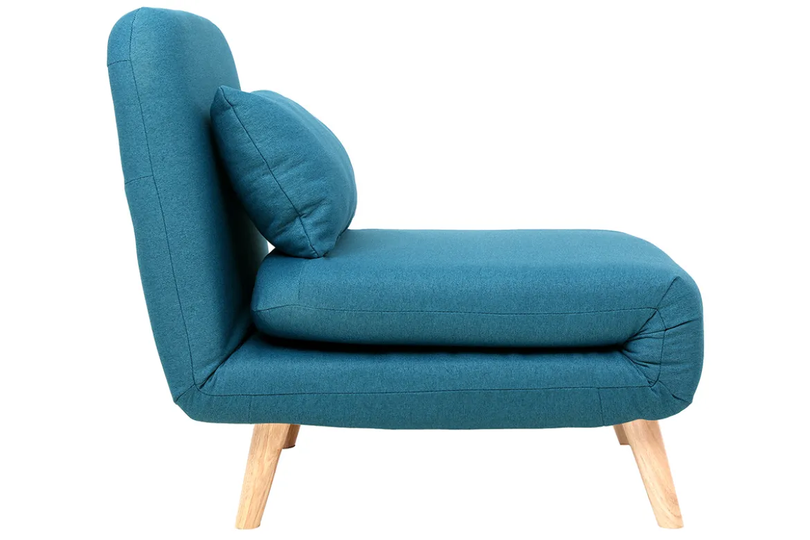 Fauteuil scandinave convertible en tissu bleu canard AMIKO