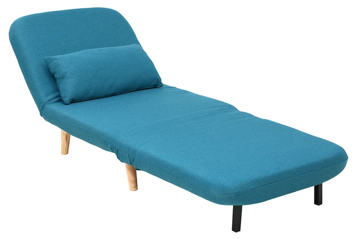 Fauteuil scandinave convertible en tissu bleu canard AMIKO
