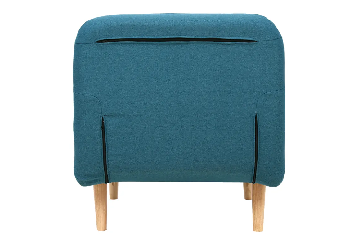 Fauteuil scandinave convertible en tissu bleu canard AMIKO