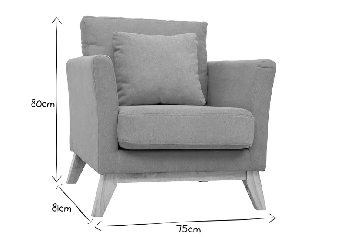 Fauteuil scandinave déhoussable en tissu effet velours jaune moutarde et bois clair OSLO