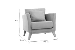 Fauteuil scandinave déhoussable en tissu vert lagon et bois clair OSLO