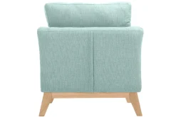 Fauteuil scandinave déhoussable en tissu vert lagon et bois clair OSLO