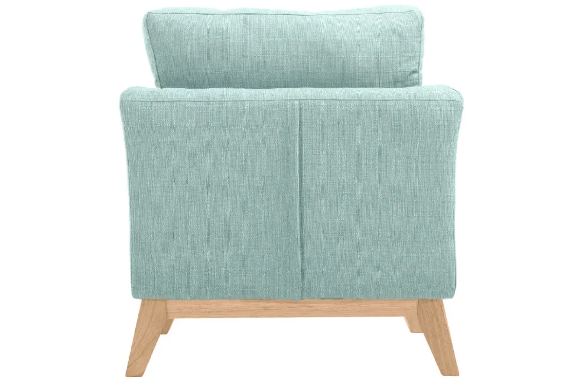 Fauteuil scandinave déhoussable en tissu vert lagon et bois clair OSLO