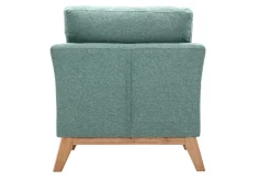 Fauteuil scandinave déhoussable en tissu vert de gris et bois clair OSLO