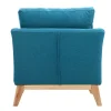 Fauteuil scandinave déhoussable en tissu bleu canard et bois clair OSLO