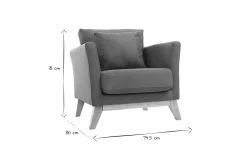 Fauteuil scandinave déhoussable en tissu bleu canard et bois clair OSLO
