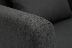 Fauteuil scandinave déhoussable en tissu gris foncé et bois clair OSLO