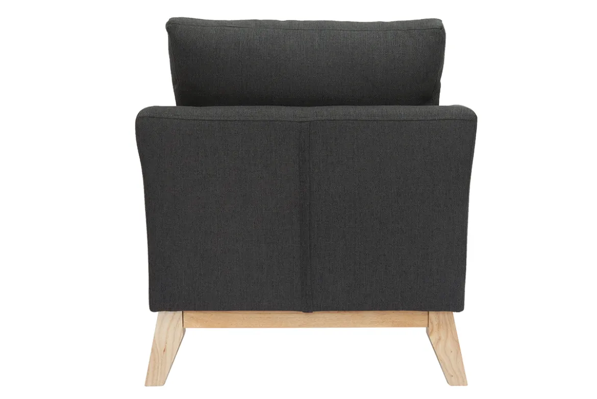 Fauteuil scandinave déhoussable en tissu gris foncé et bois clair OSLO