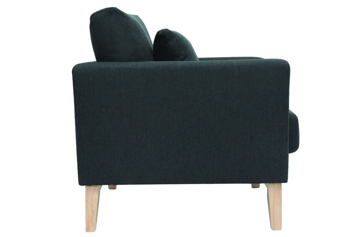 Fauteuil scandinave déhoussable en tissu gris foncé et bois clair OSLO