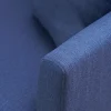 Fauteuil scandinave déhoussable en tissu bleu foncé et bois clair OSLO