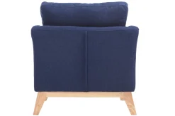 Fauteuil scandinave déhoussable en tissu bleu foncé et bois clair OSLO