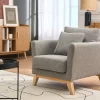 Fauteuil scandinave déhoussable en tissu gris clair et bois clair OSLO