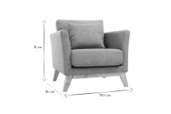 Fauteuil scandinave déhoussable en tissu gris clair et bois clair OSLO
