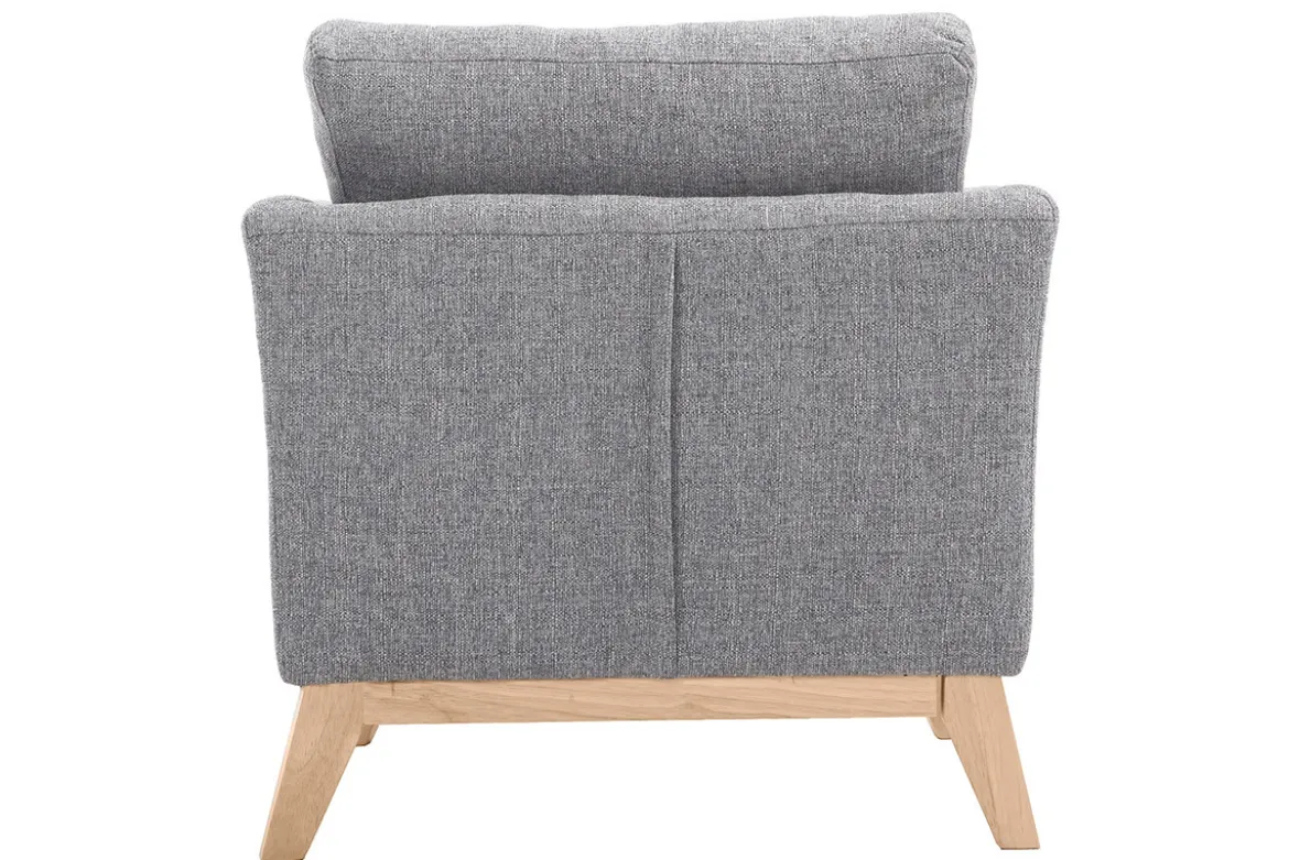 Fauteuil scandinave déhoussable en tissu gris clair et bois clair OSLO