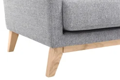 Fauteuil scandinave déhoussable en tissu gris clair et bois clair OSLO