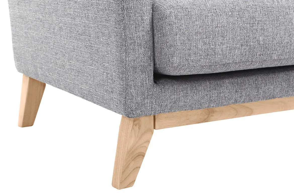 Fauteuil scandinave déhoussable en tissu gris clair et bois clair OSLO