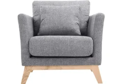 Fauteuil scandinave déhoussable en tissu gris clair et bois clair OSLO
