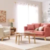 Fauteuil scandinave déhoussable en tissu beige et bois clair OSLO