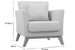 Fauteuil scandinave déhoussable en tissu beige et bois clair OSLO